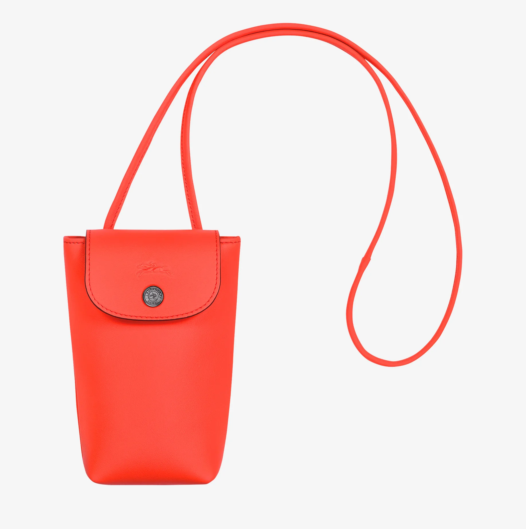 LE PLIAGE XTRA FUNDA DE TELÉFONO CON CORDÓN DE PIEL NARANJA longchamp