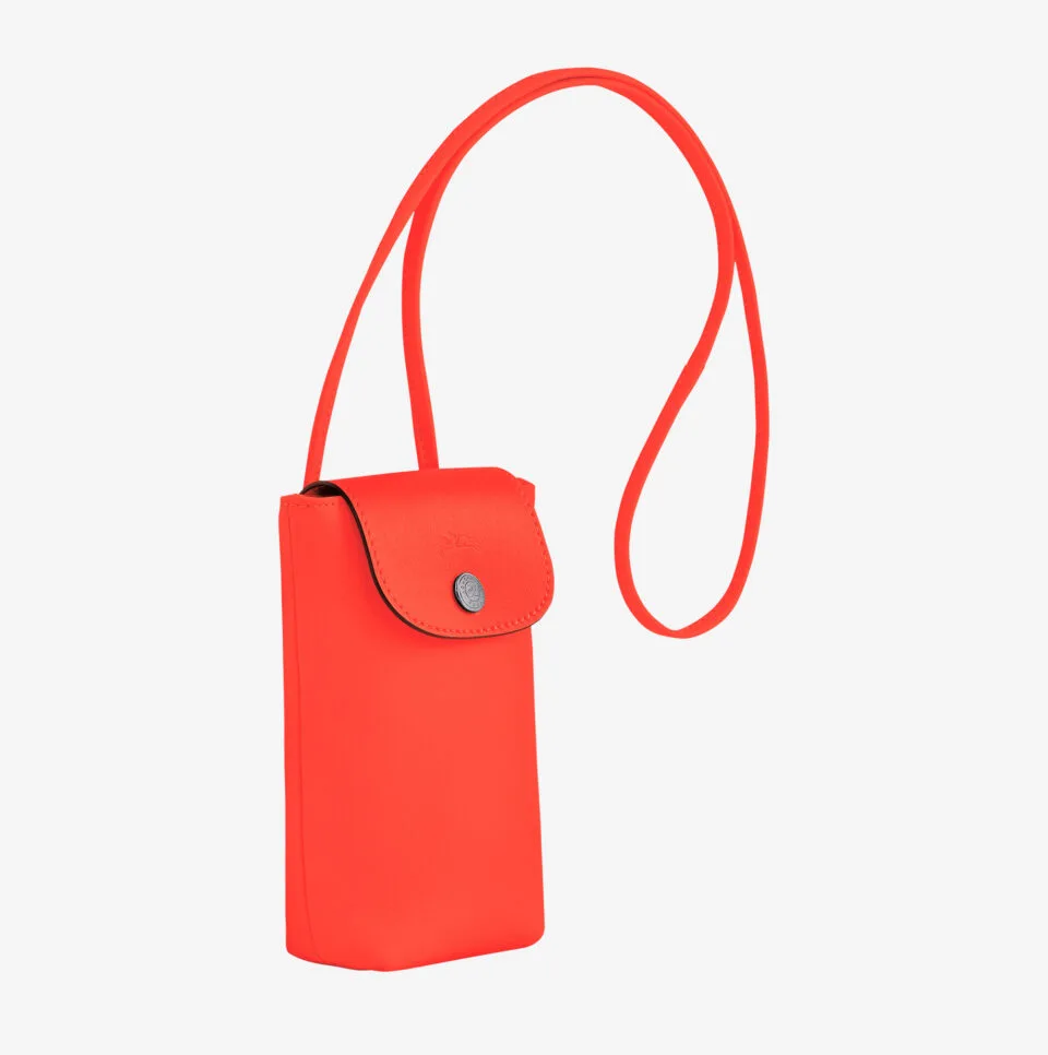 LE PLIAGE XTRA FUNDA DE TELÉFONO CON CORDÓN DE PIEL NARANJA