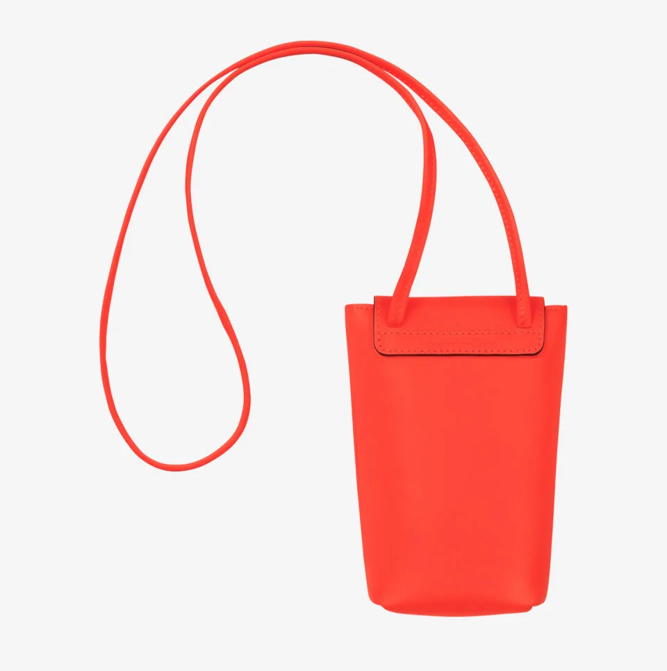 LE PLIAGE XTRA FUNDA DE TELÉFONO CON CORDÓN DE PIEL NARANJA