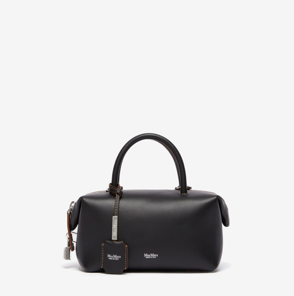 Bolso bauletto pequeño Max Mara de piel brillante negro