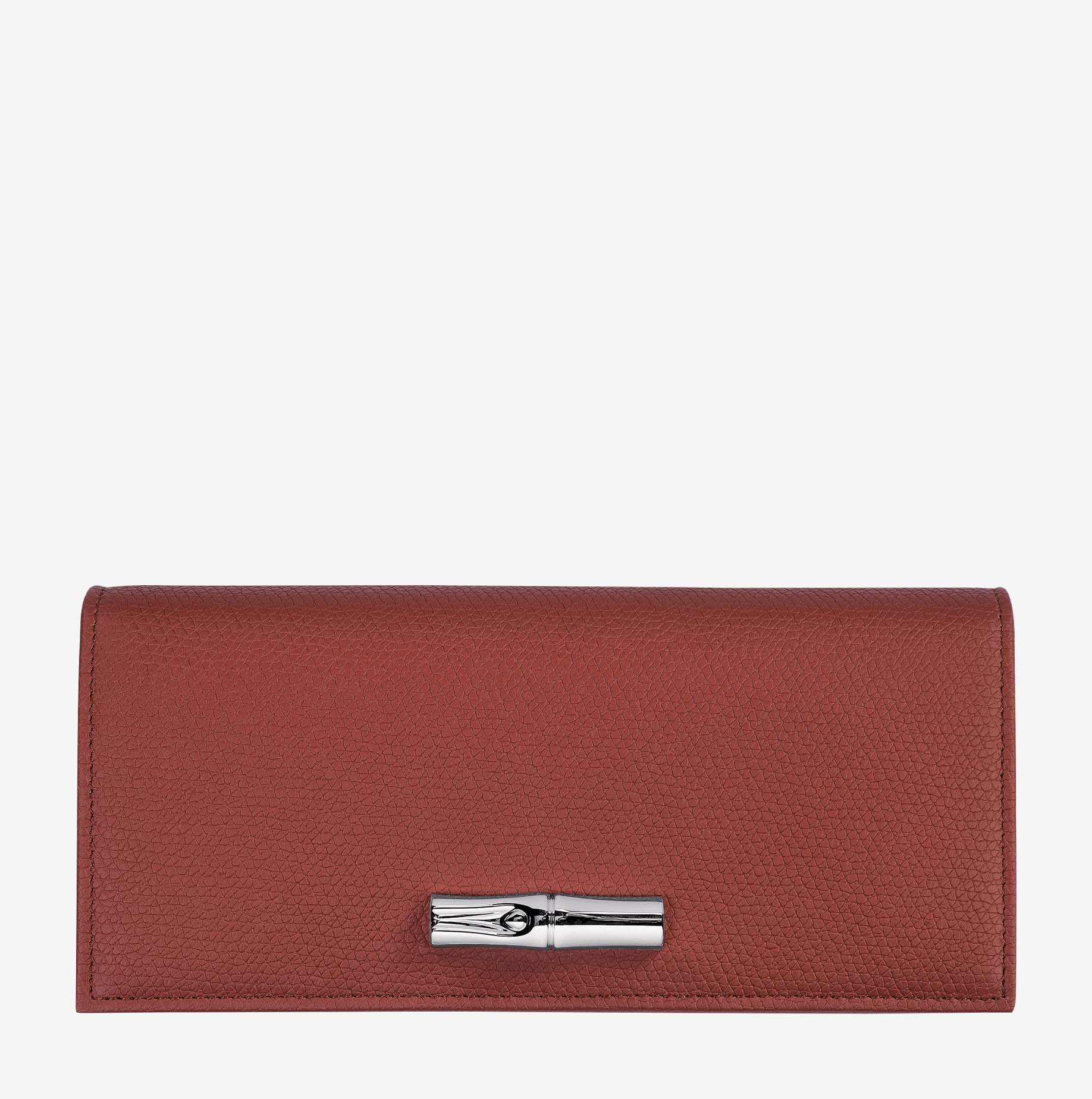 Cartera Longchamp Le Roseau con solapa castaño_01