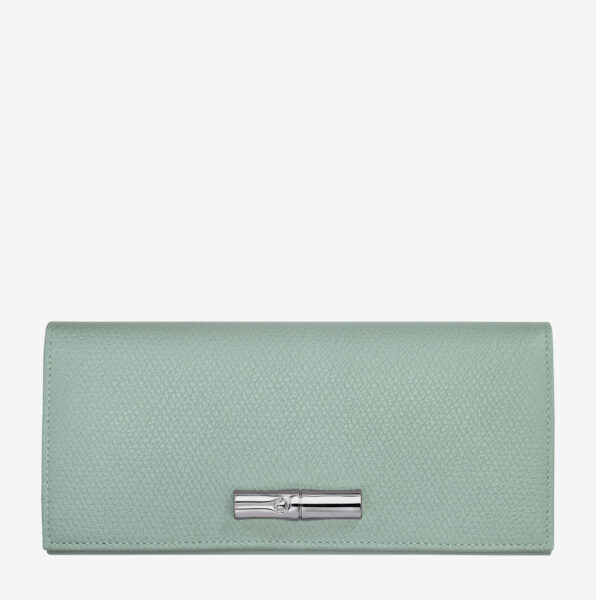 Cartera Longchamp Le Roseau con solapa verde_01