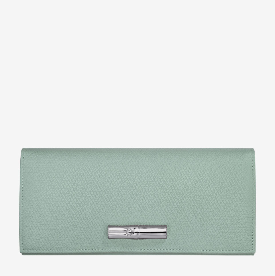 Cartera Longchamp Le Roseau con solapa verde_01