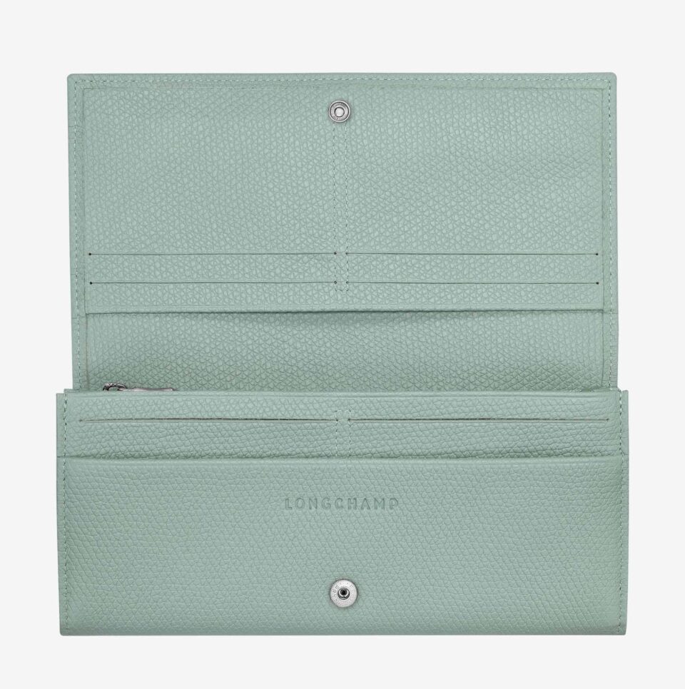 Cartera Longchamp Le Roseau con solapa verde_02