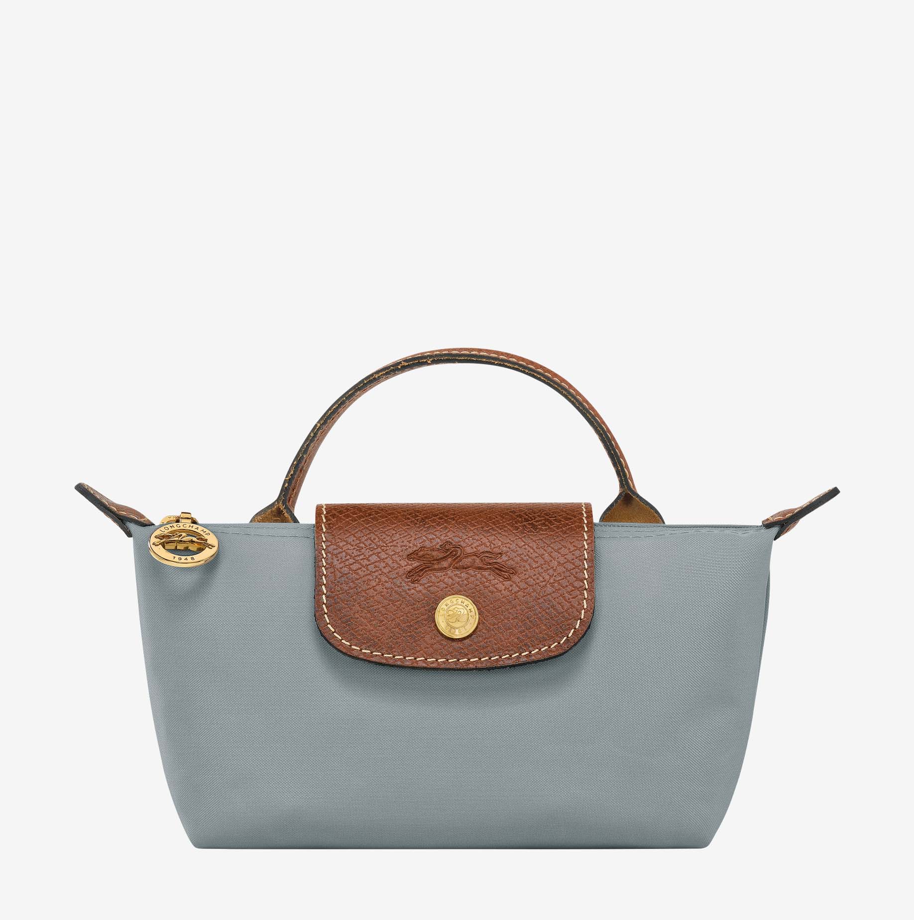 Bolso con asa Longchamp Le Pliage acero_01