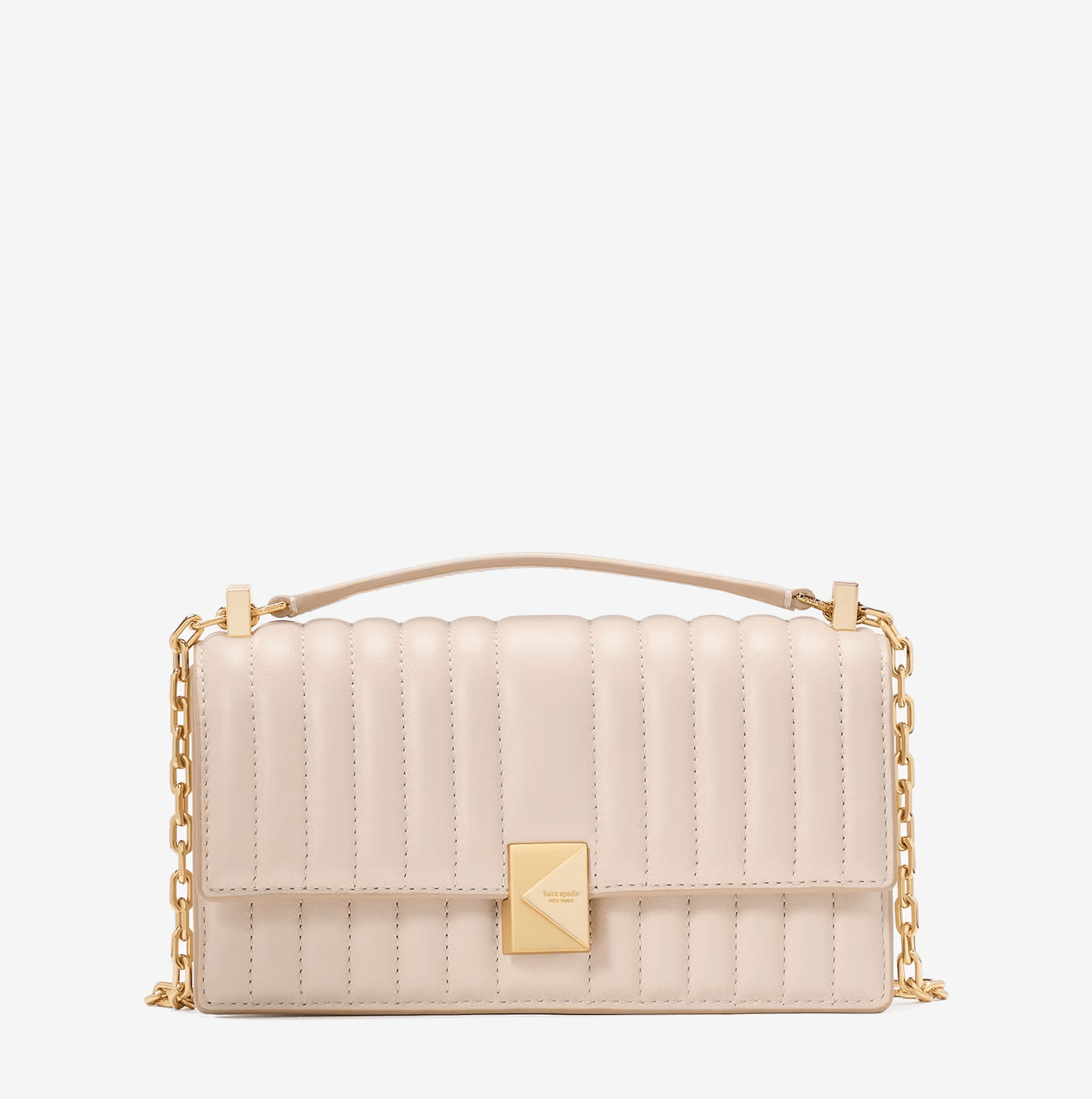 Bolso bandolera Kate Spade con cadena y solapa acolchada milk glass_01