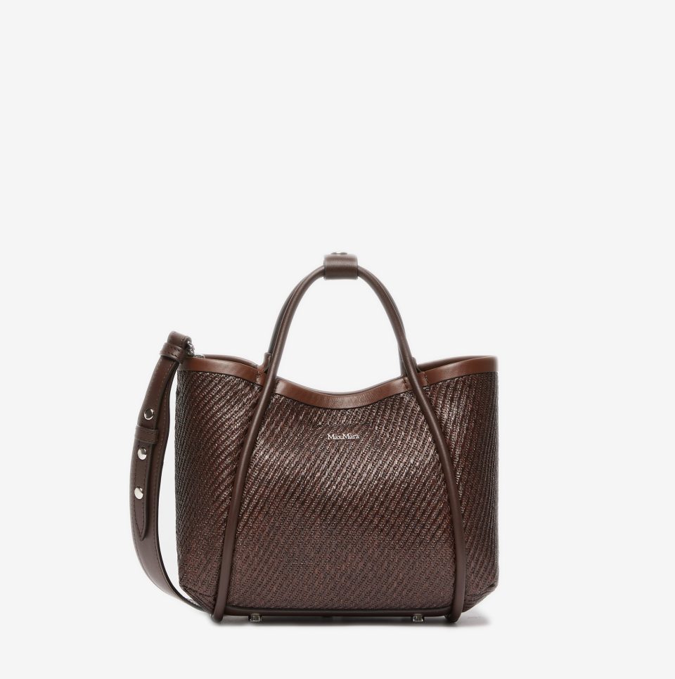 Bolso Max Mara Marine XS rafia marrón oscuro 1