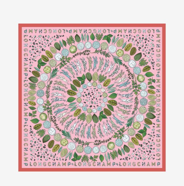 Pañuelo de seda Longchamp Herbario 90 malvavisco