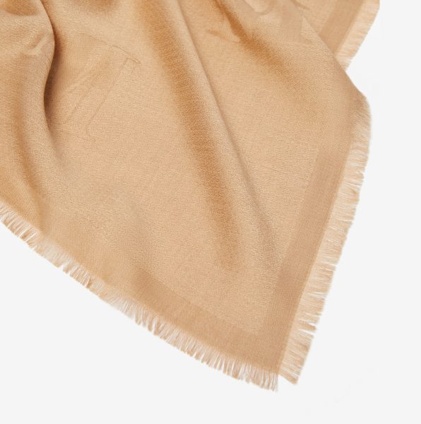 Estola Max Mara Curvone Jacquard de lana y seda arena