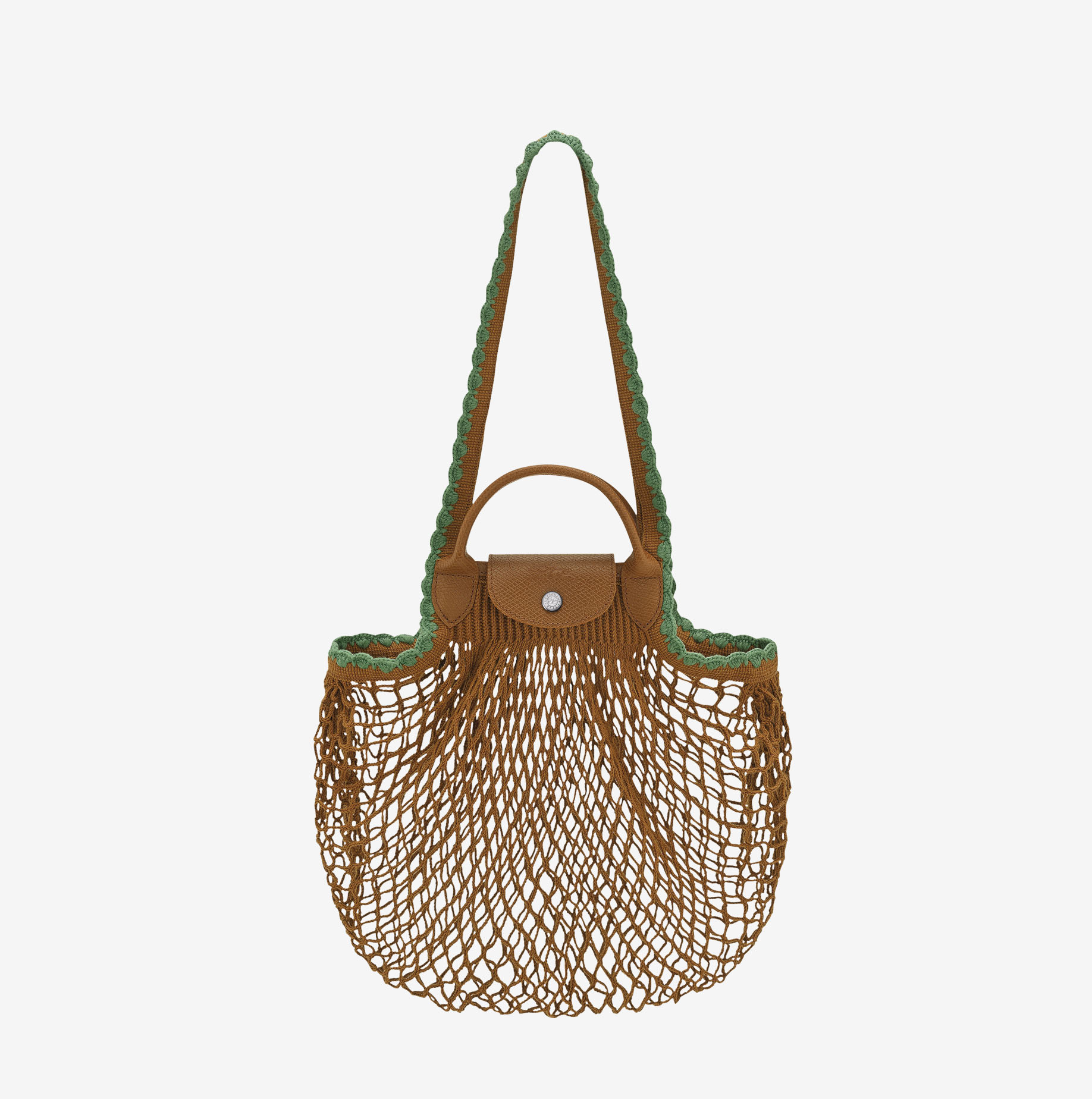 Bolso de malla Longchamp Le Pliage Collection L tabaco 1