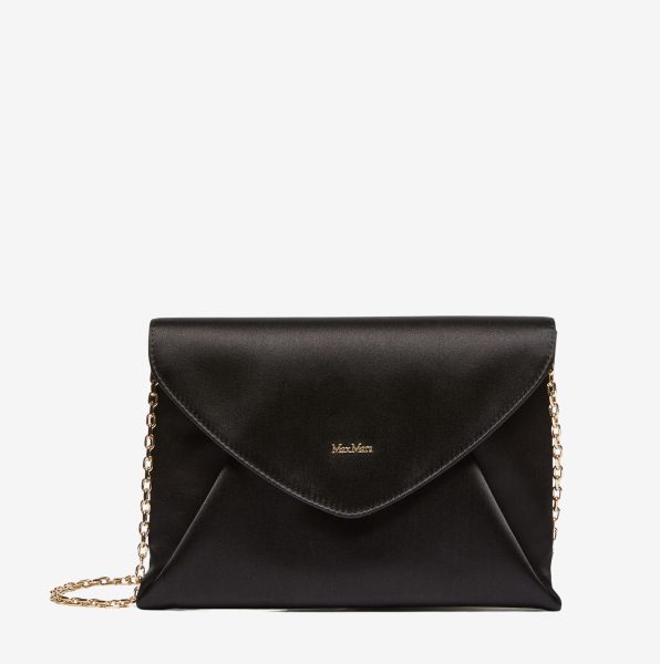 Bolso de mano Max Mara Envelope satén y seda negro 1