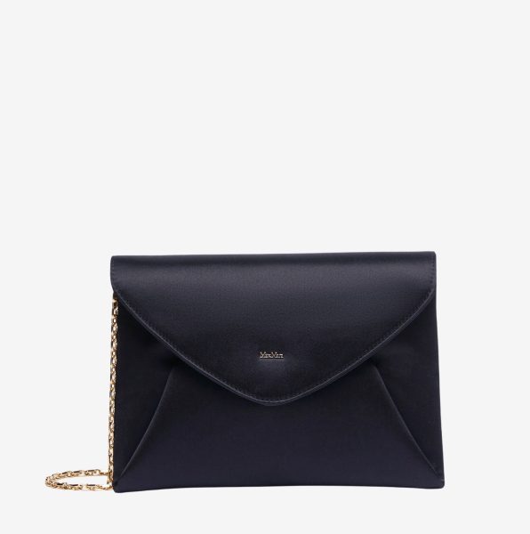 Bolso de mano Max Mara Envelope satén y seda azul 1
