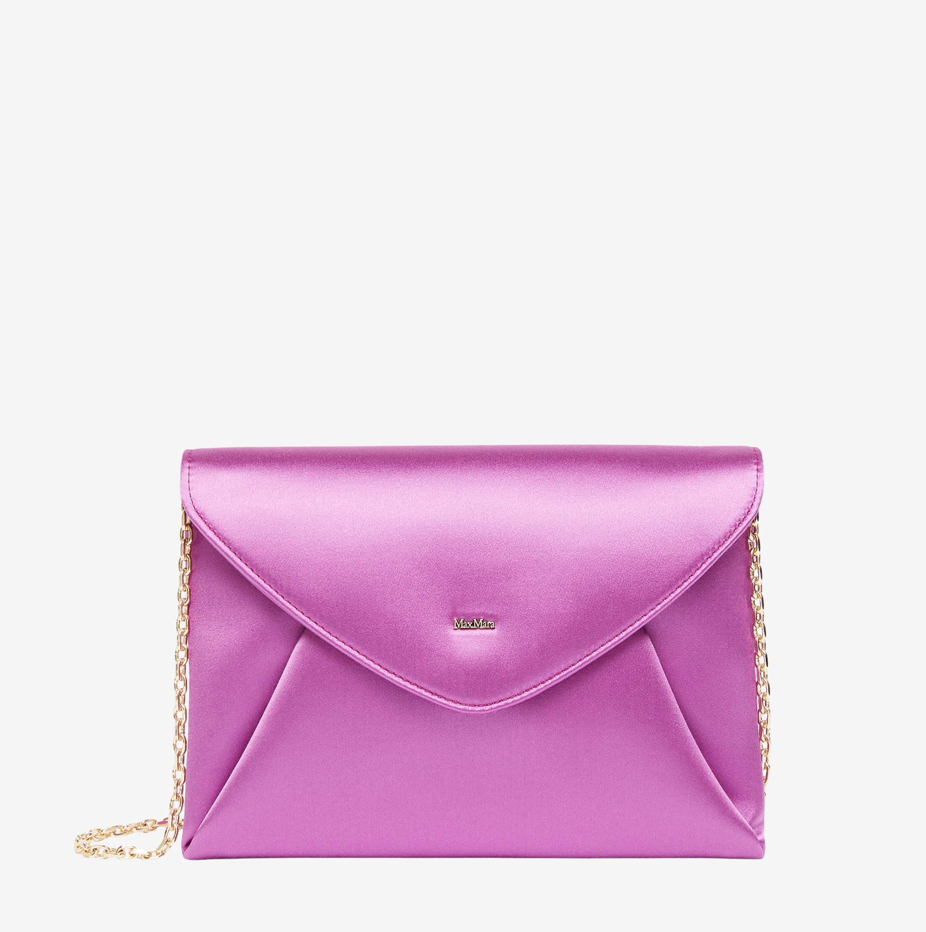Bolso de mano Max Mara Envelope satén y seda fucsia 1