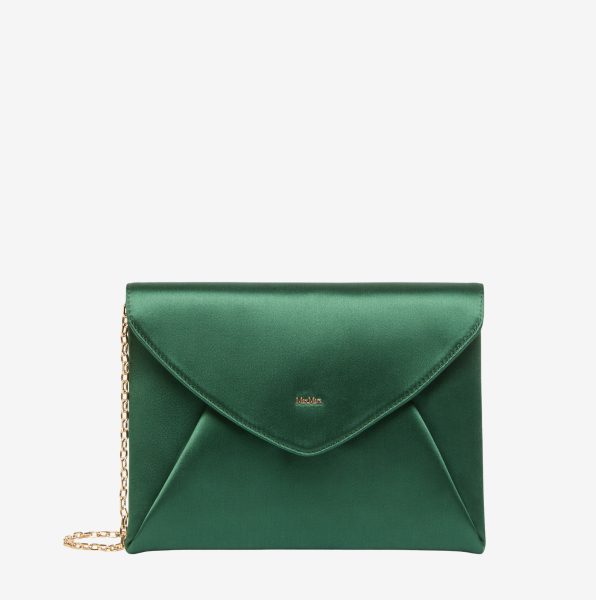 Bolso de mano Max Mara Envelope satén y seda esmeralda 1