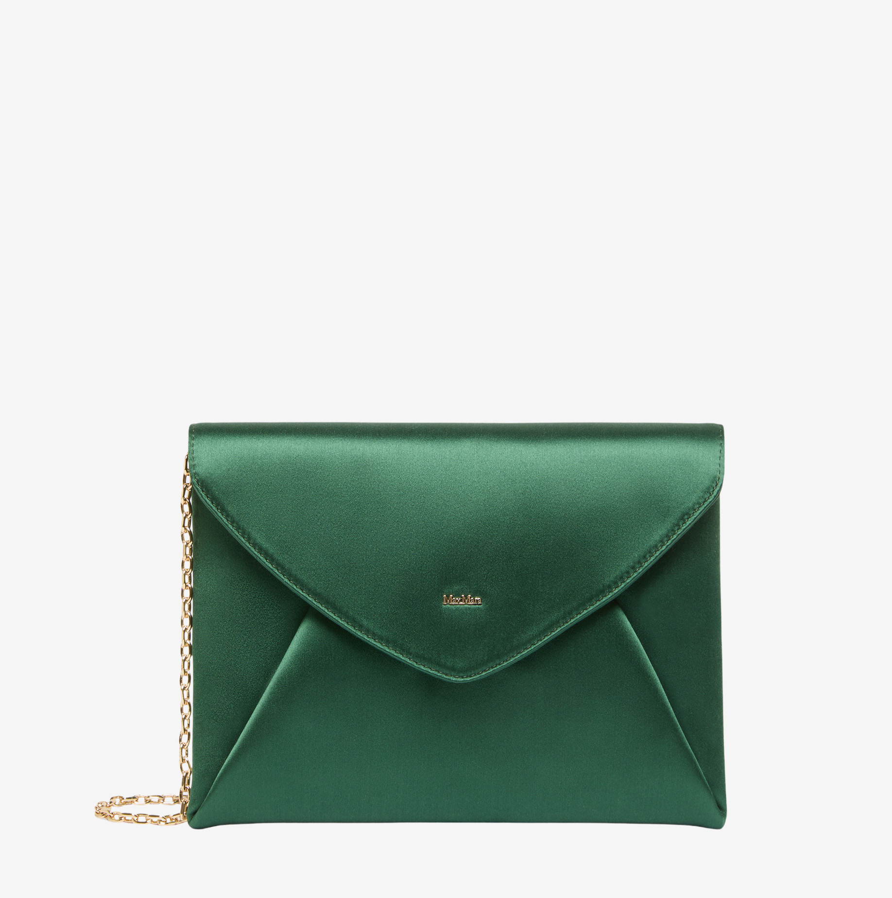 Bolso de mano Max Mara Envelope satén y seda esmeralda 1