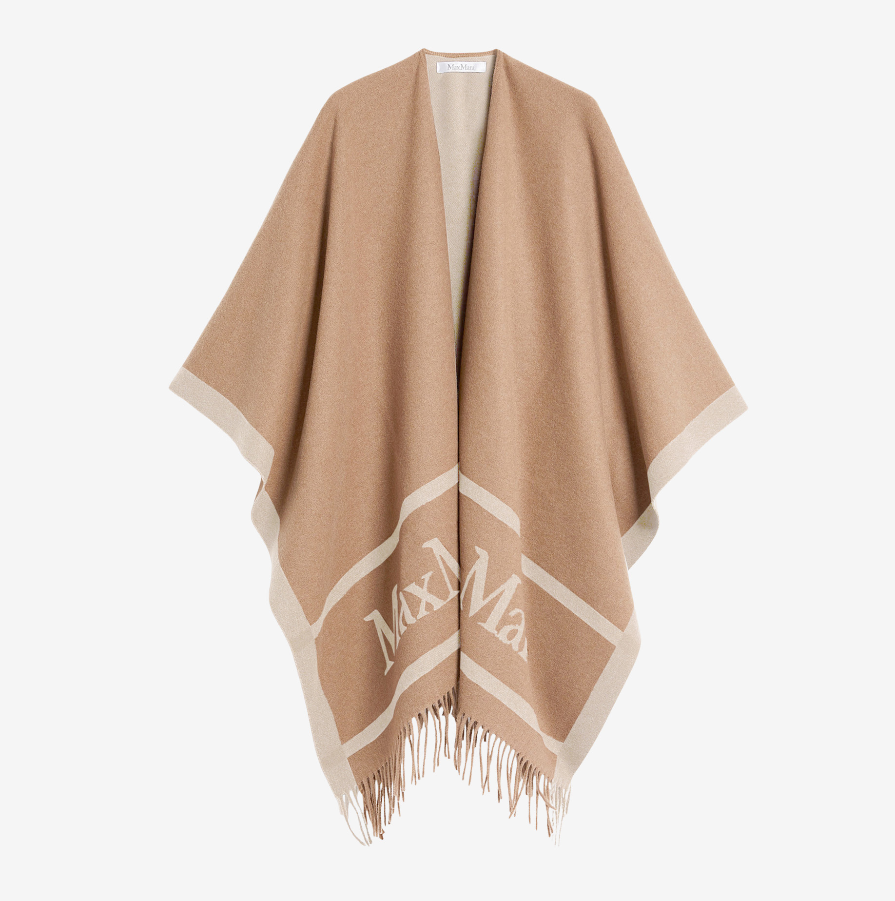 Poncho Max Mara Hilde con motivo jacquard camel 1