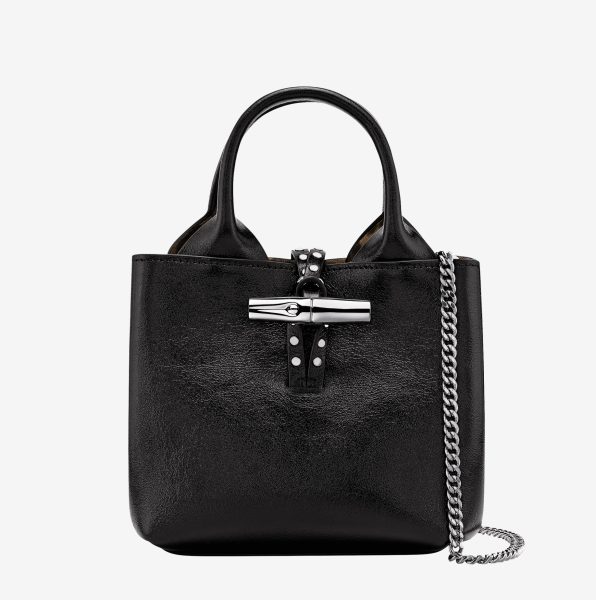 Bolso con asa superior Longchamp Le Roseau XS negro 1