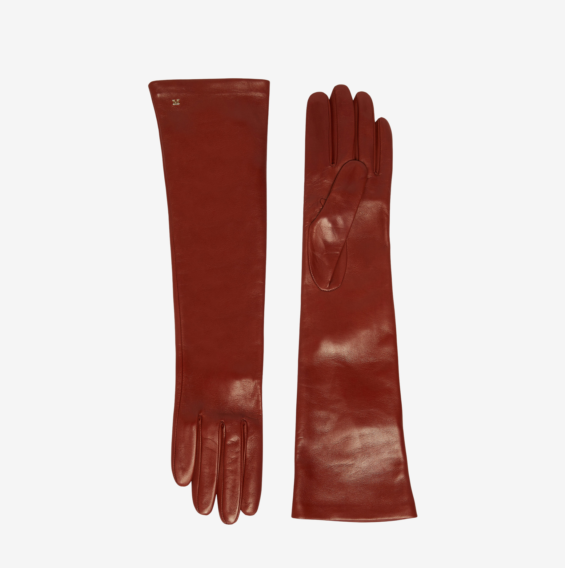 Guantes largos Max Mara Afidee de napa marrón bronce 1