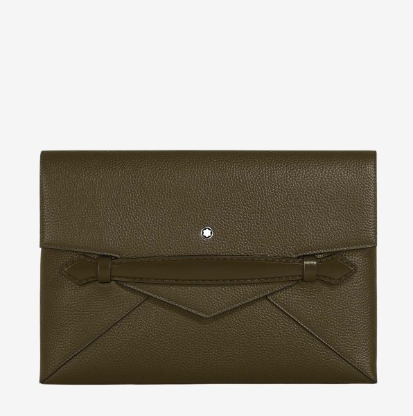 Bolso Envelope Montblanc de piel granulada caqui 1