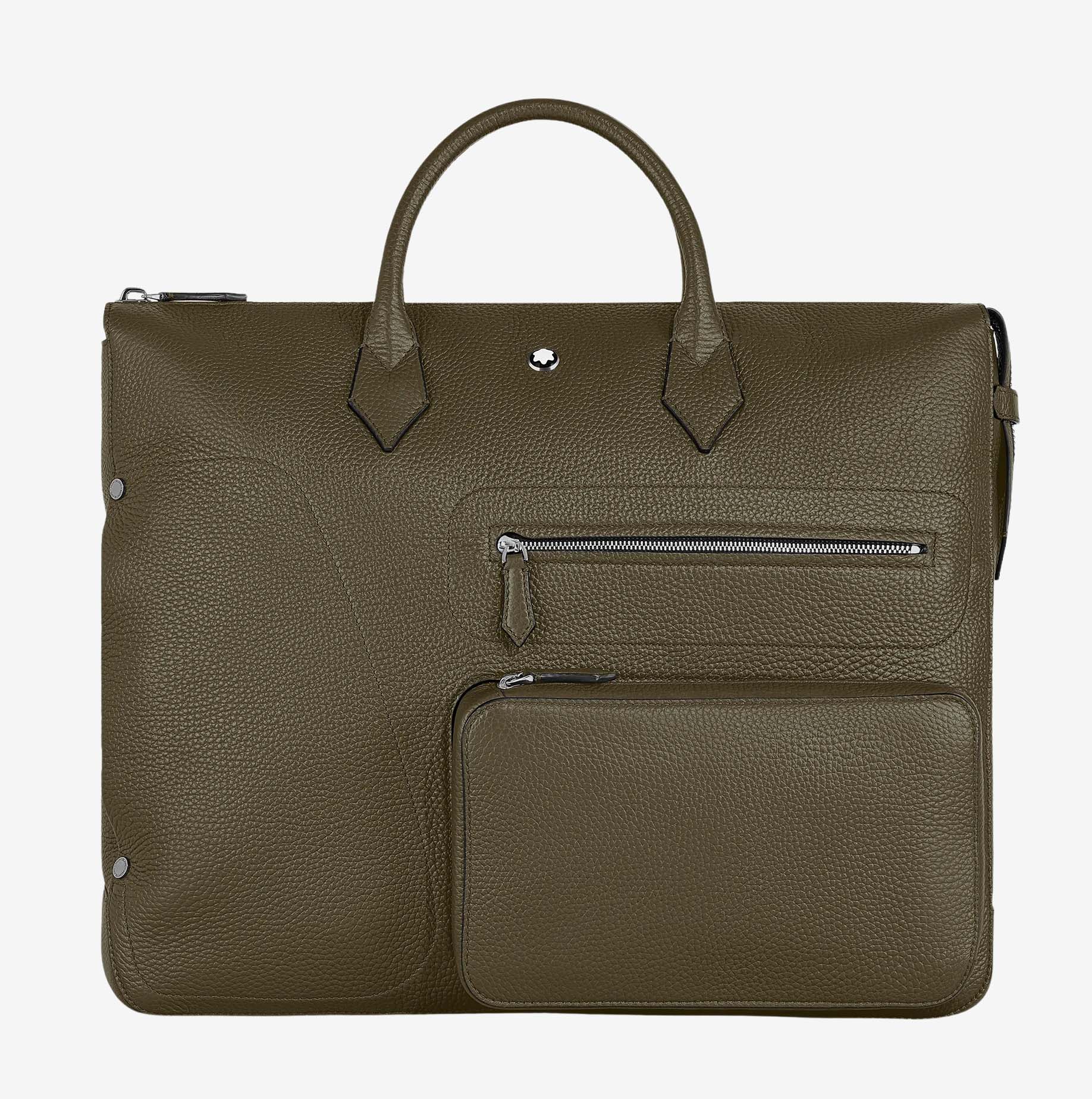 Bolso Montblanc de piel graneada 24/7 caqui 1