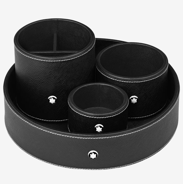 Bandeja mediana de escritorio Montblanc de piel negra 1