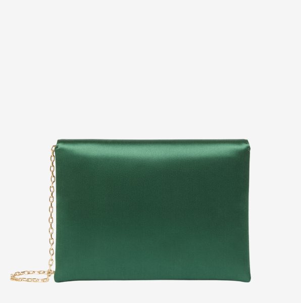 Bolso de mano Max Mara Envelope satén y seda esmeralda 2