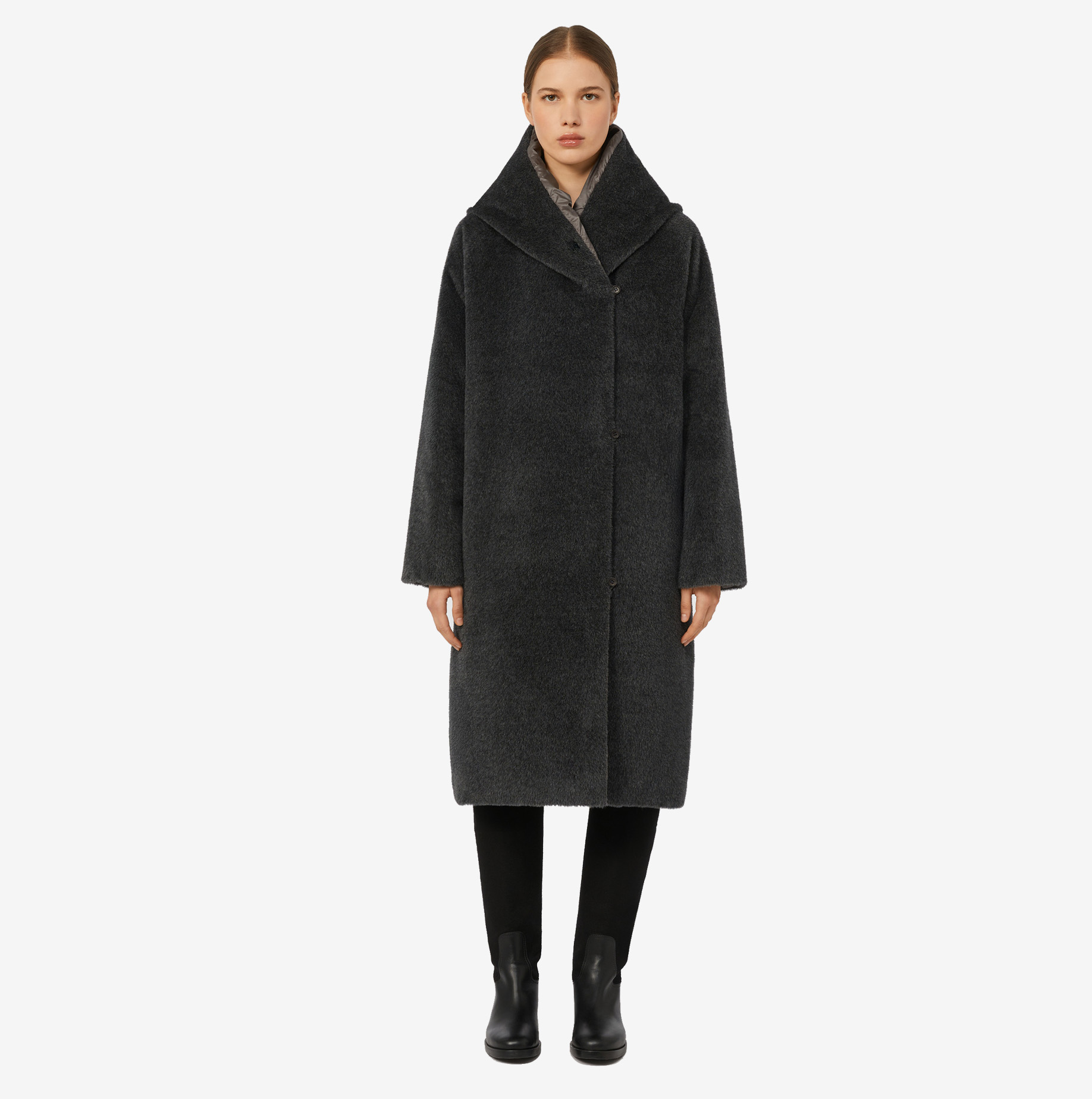 Anorak Max Mara reversible de tela impermeable gris medio 1