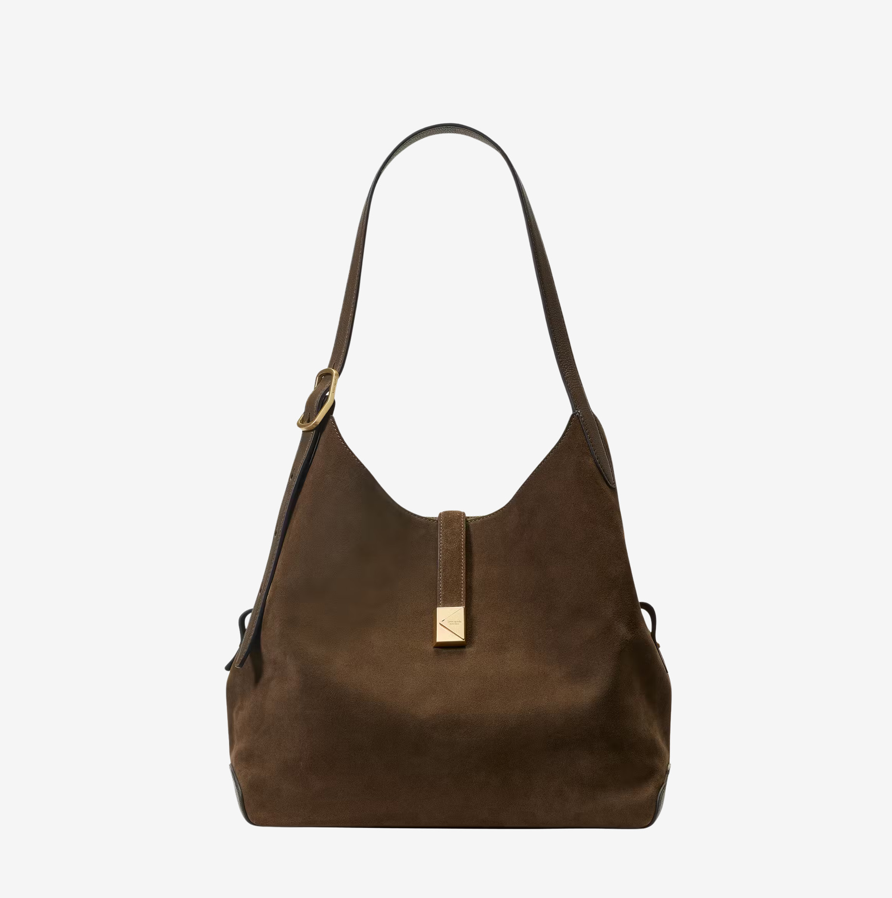 Bolso de hombro Kate Spade Deco grande gamuza marrón 1