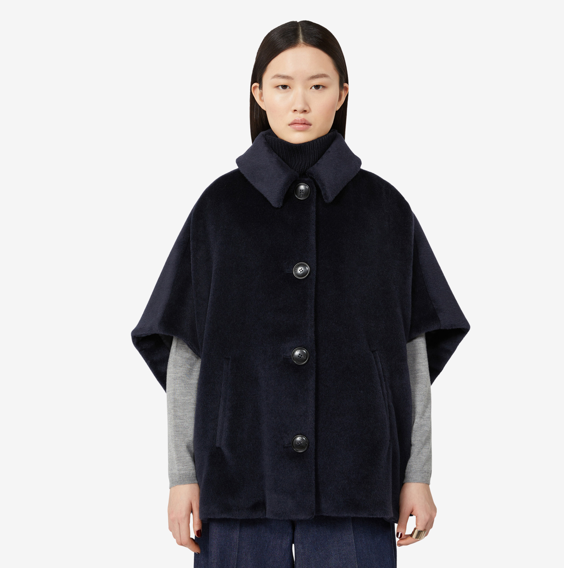 Capa Max Mara Gulie de alpaca azul marino 1